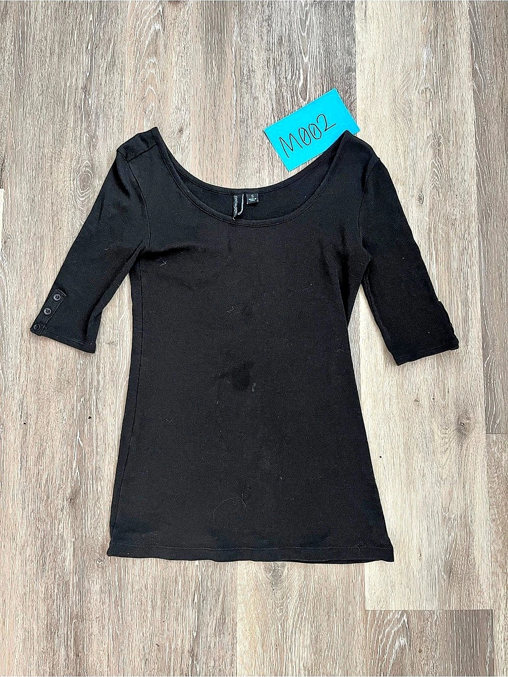 Cynthia Rowley Womens Top Size S Black Scoop Neck 3/4 Sleeve Pima Modal Stretch
